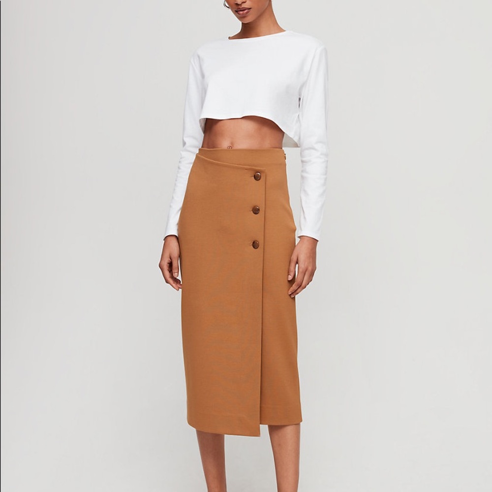 Aritzia Tan Midi Skirt